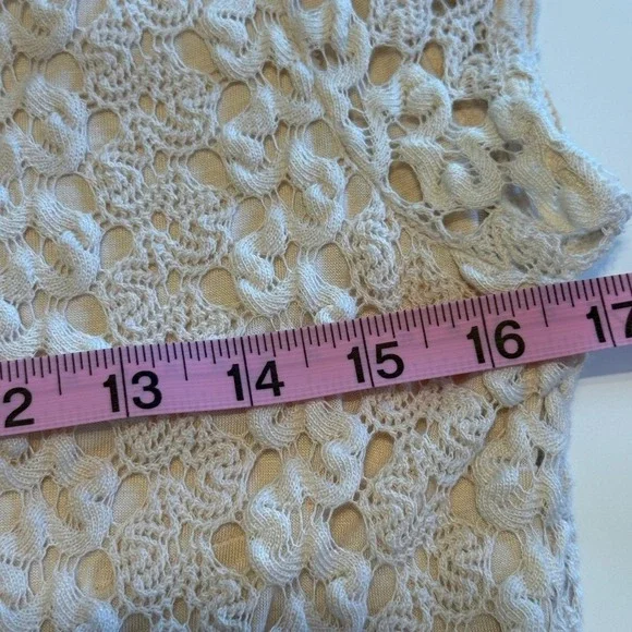 Free People NWT Ivory Crochet Gypsy Boho Scoop Sheath Dress L New - Picture 8 of 12